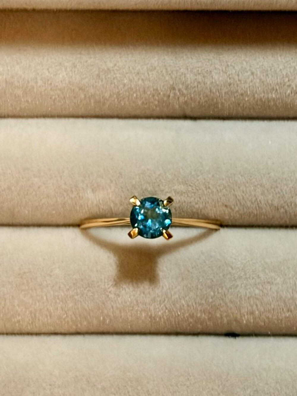 Linjer 14k Gold Ring - London Blue Topaz